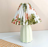 Mid Century Modern Pleated Ceramic Table Lamp with Fabric Shade for Bedroom Decor