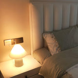 Mid Century Modern Pleated Ceramic Table Lamp with Fabric Shade for Bedroom Decor