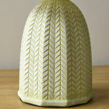Mid Century Modern Pleated Ceramic Table Lamp with Fabric Shade for Bedroom Decor