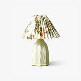 Mid Century Modern Pleated Ceramic Table Lamp with Fabric Shade for Bedroom Decor