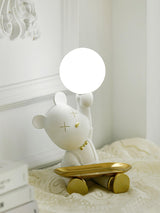 Violent Bear Decorative Resin Table Lamp with Storage Tray for Modern Bedside and Office Desks