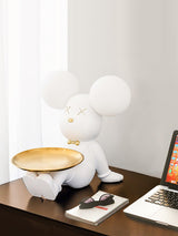 Violent Bear Decorative Resin Table Lamp with Storage Tray for Modern Bedside and Office Desks