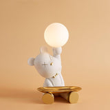 Violent Bear Decorative Resin Table Lamp with Storage Tray for Modern Bedside and Office Desks