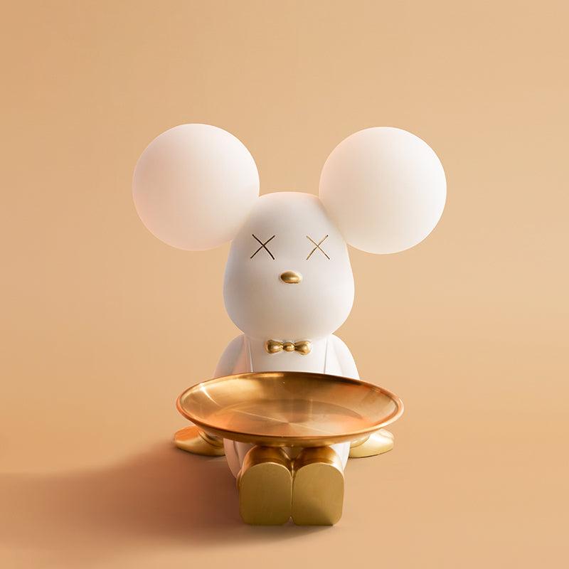 Violent Bear Decorative Resin Table Lamp with Storage Tray for Modern Bedside and Office Desks