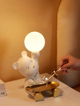 Violent Bear Decorative Resin Table Lamp with Storage Tray for Modern Bedside and Office Desks