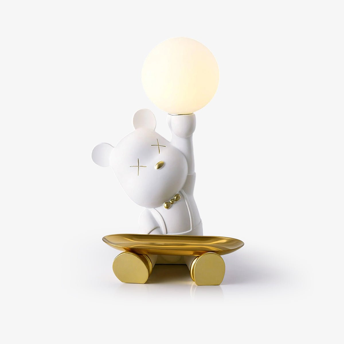 Violent Bear Decorative Resin Table Lamp with Storage Tray for Modern Bedside and Office Desks