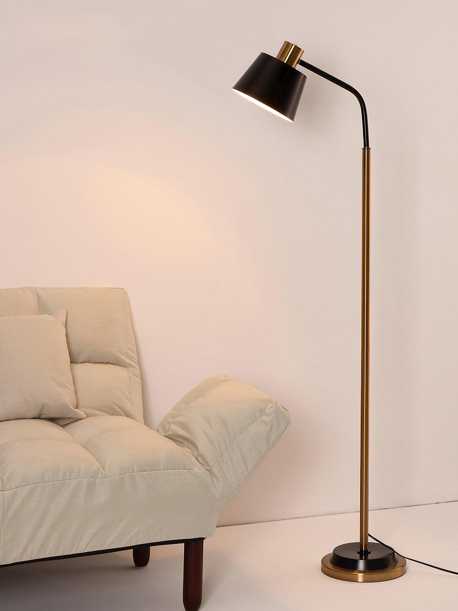 Modern Torchiere Standing Floor Lamp with Metal Frame and Elegant Gold Accents