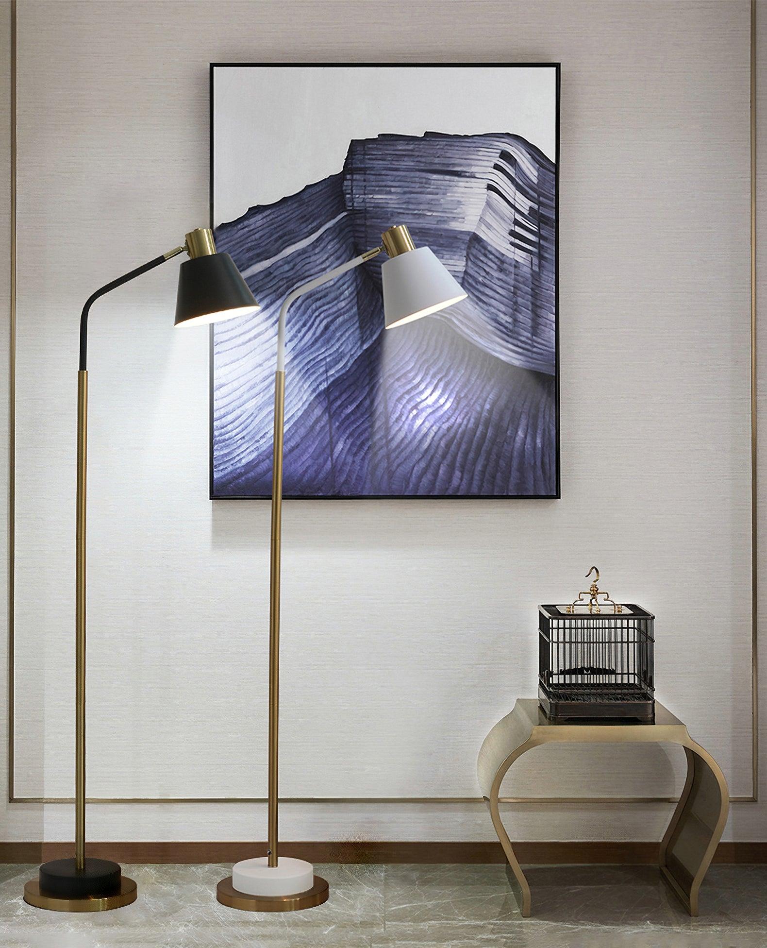Modern Torchiere Standing Floor Lamp with Metal Frame and Elegant Gold Accents