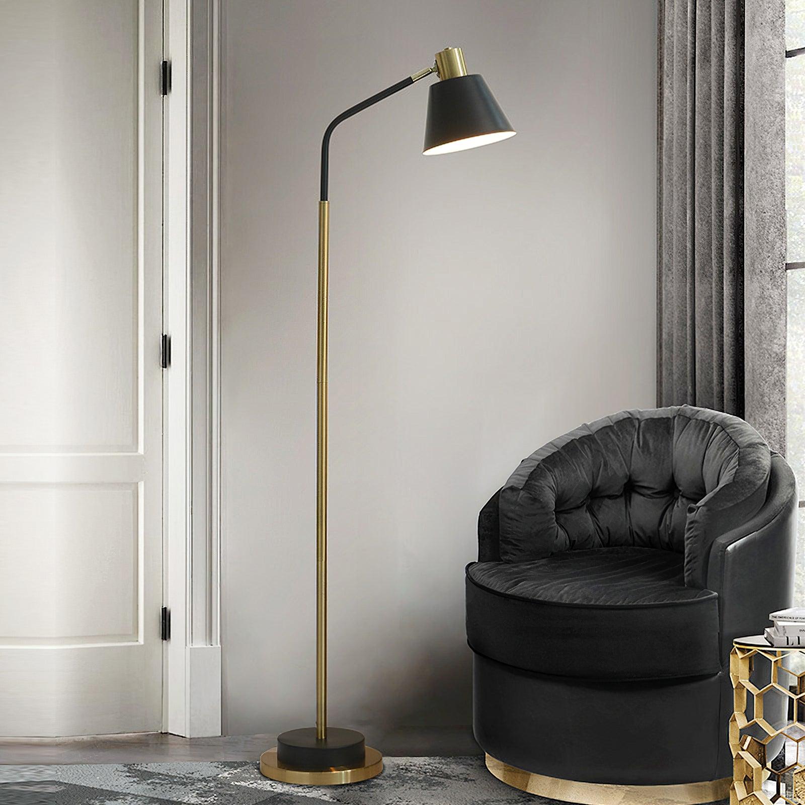 Modern Torchiere Standing Floor Lamp with Metal Frame and Elegant Gold Accents