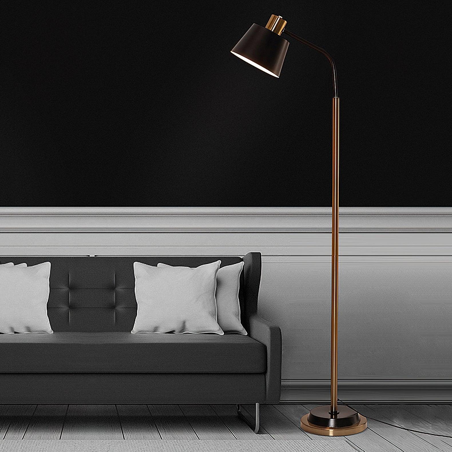 Modern Torchiere Standing Floor Lamp with Metal Frame and Elegant Gold Accents