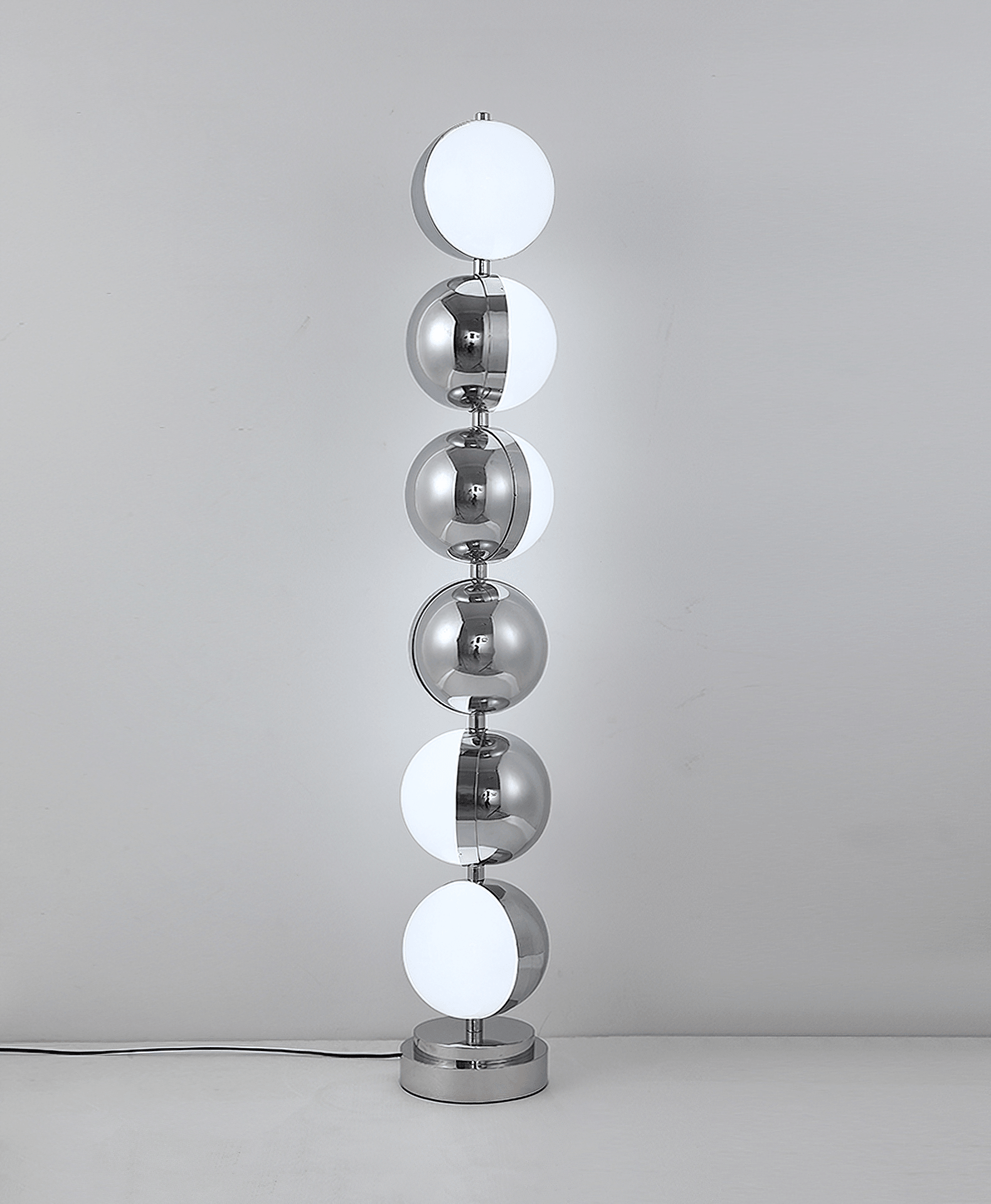 Modern Minimalist LED Standing Lamp with Chrome Finish and White Acrylic Shade