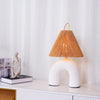 Sculptural Arched Ceramic Table Lamp with Braided Rope Shade and Handcrafted Base