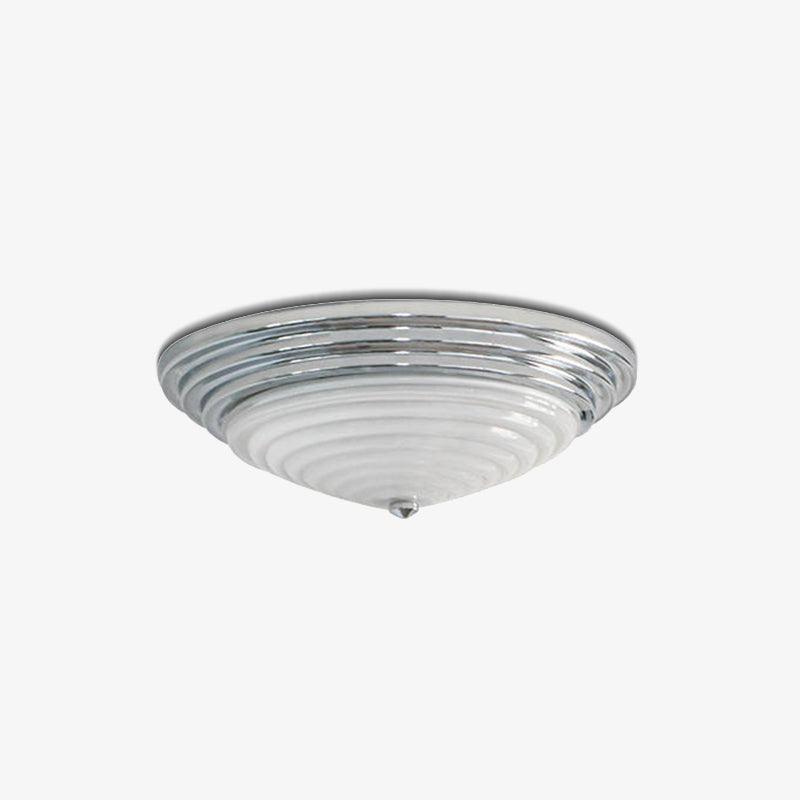 Modern Volume Dome Flush Mount Ceiling Lamp with Chrome Finish and White Glass Shade