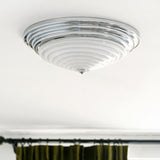 Modern Volume Dome Flush Mount Ceiling Lamp with Chrome Finish and White Glass Shade