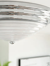 Modern Volume Dome Flush Mount Ceiling Lamp with Chrome Finish and White Glass Shade