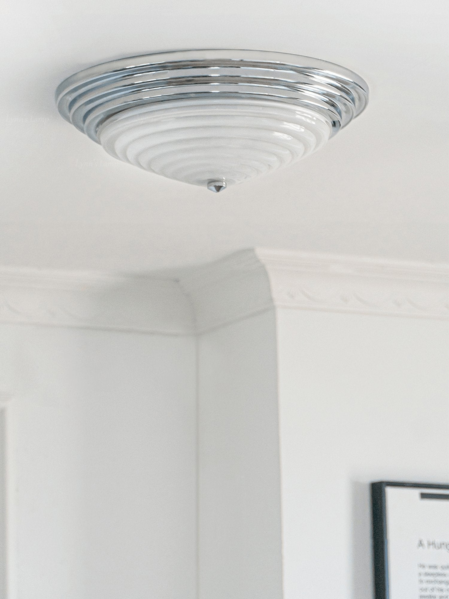 Modern Volume Dome Flush Mount Ceiling Lamp with Chrome Finish and White Glass Shade