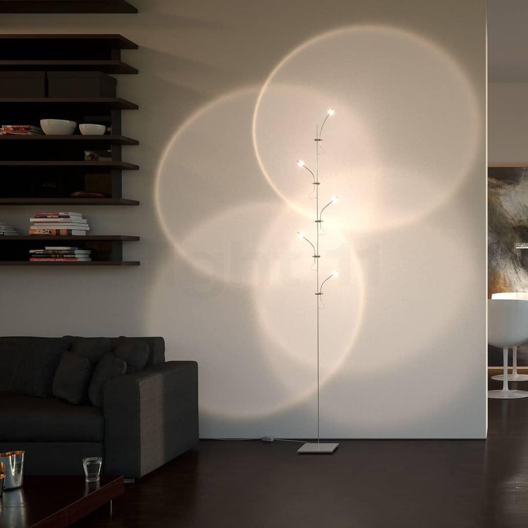 Wa Wa Designer Standing Floor Lamp with Integrated LED and Stainless Steel Accents