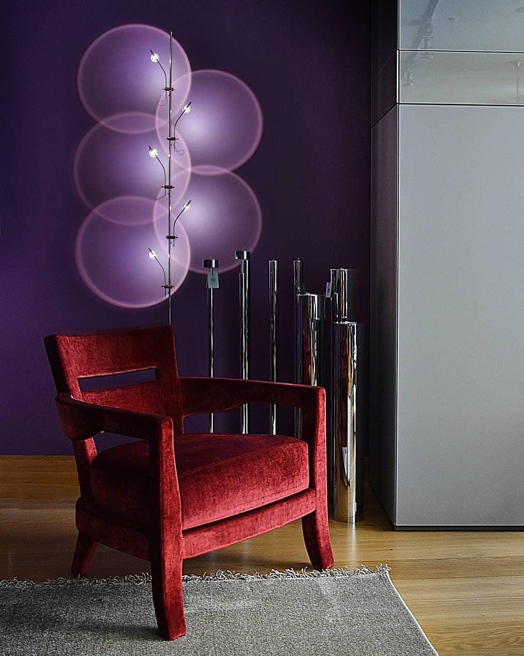 Wa Wa Designer Standing Floor Lamp with Integrated LED and Stainless Steel Accents