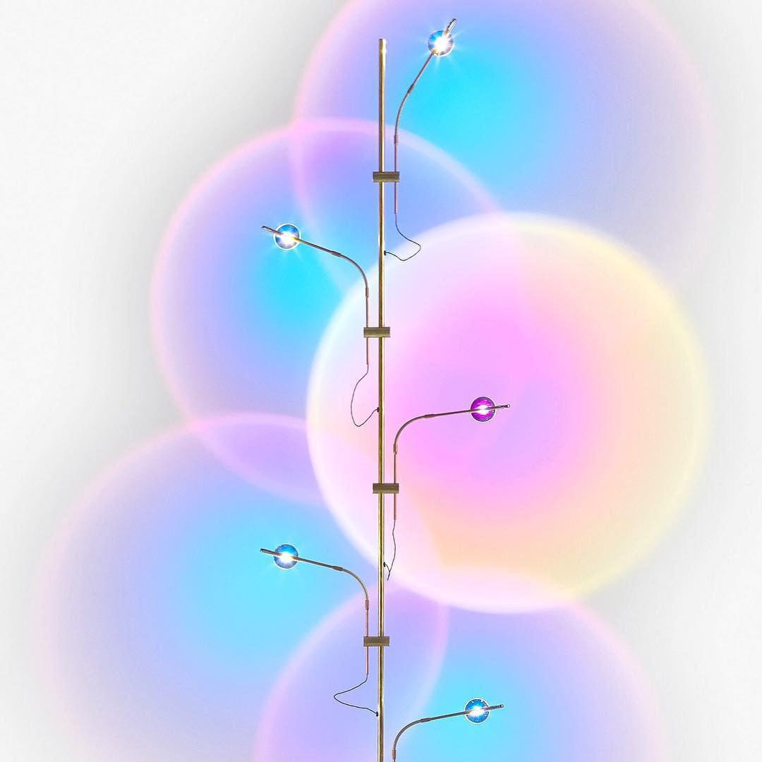 Wa Wa Designer Standing Floor Lamp with Integrated LED and Stainless Steel Accents