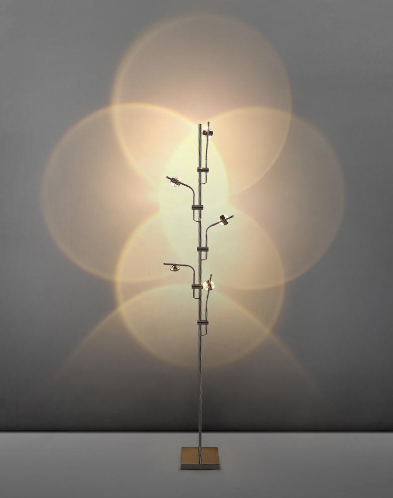 Wa Wa Designer Standing Floor Lamp with Integrated LED and Stainless Steel Accents