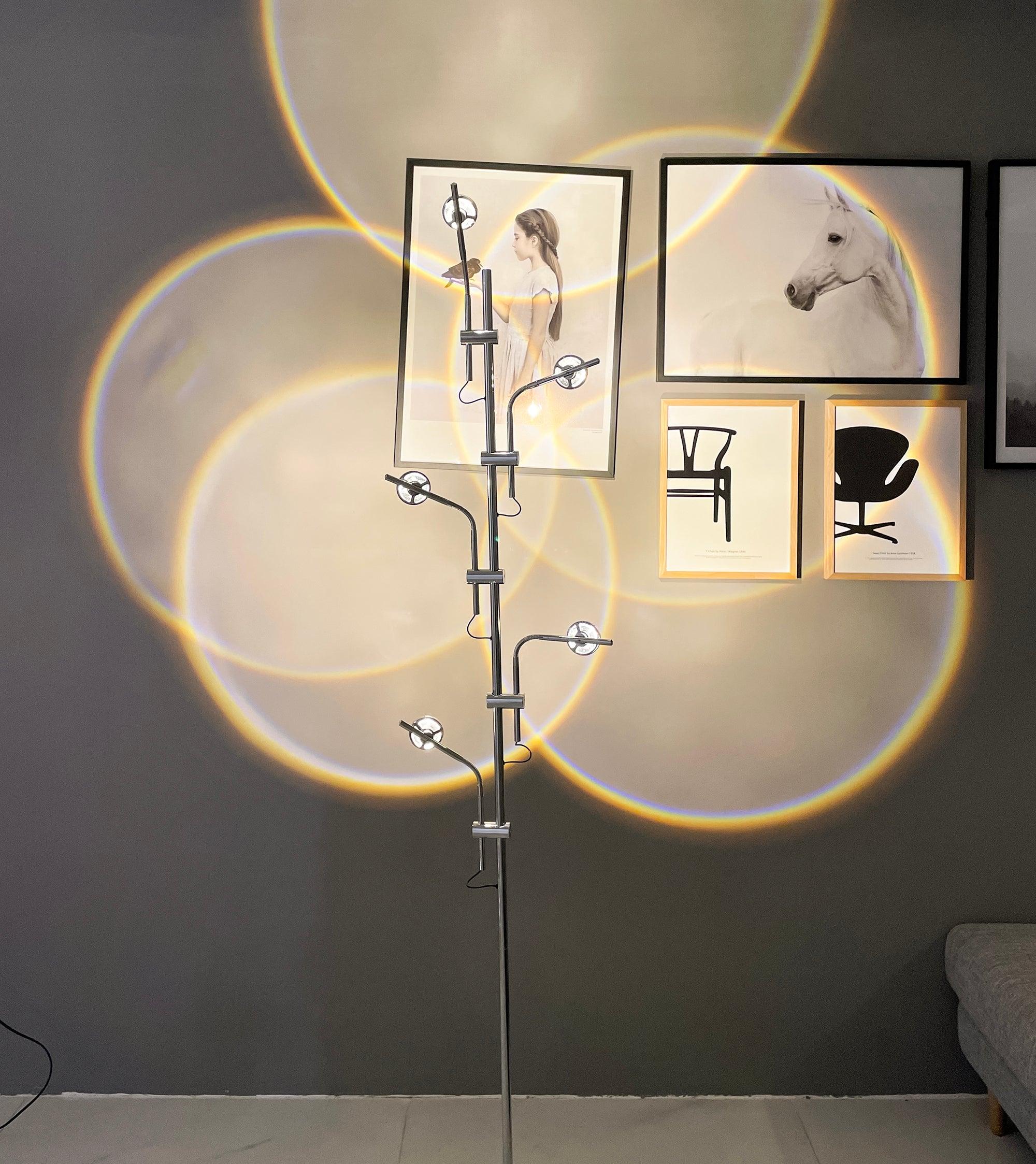 Wa Wa Designer Standing Floor Lamp with Integrated LED and Stainless Steel Accents