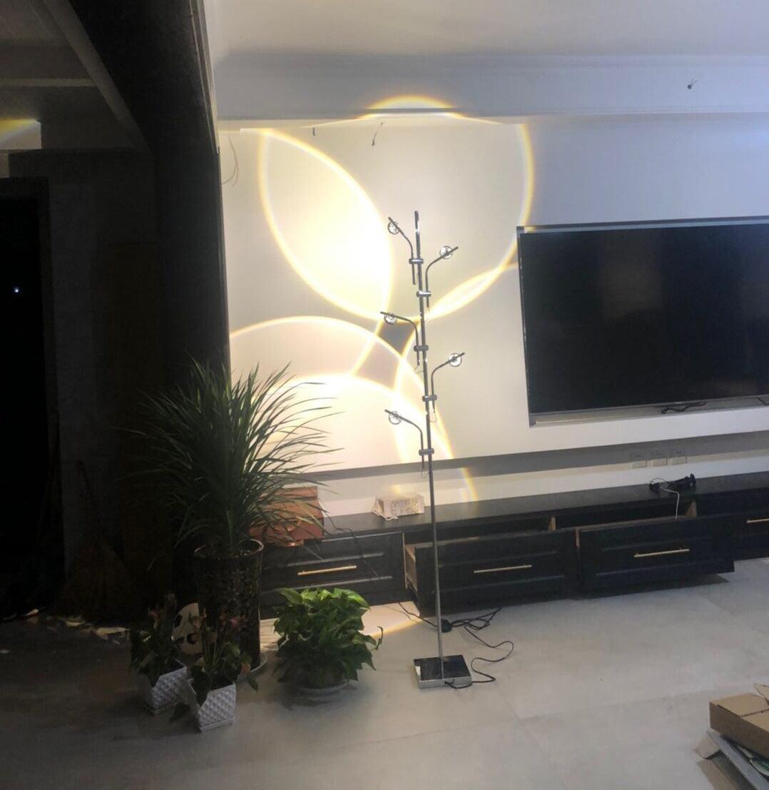 Wa Wa Designer Standing Floor Lamp with Integrated LED and Stainless Steel Accents
