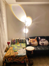 Wa Wa Designer Standing Floor Lamp with Integrated LED and Stainless Steel Accents