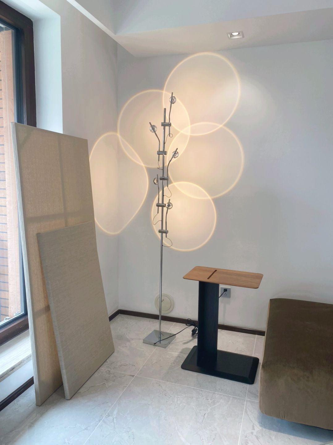 Wa Wa Designer Standing Floor Lamp with Integrated LED and Stainless Steel Accents