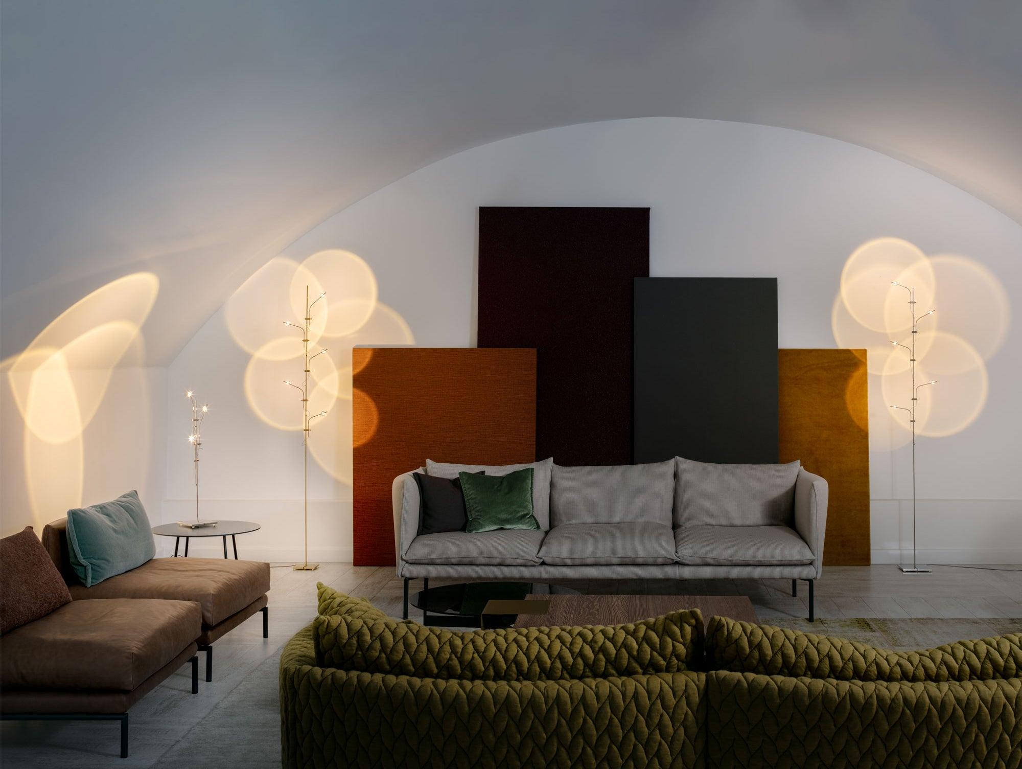 Wa Wa Designer Standing Floor Lamp with Integrated LED and Stainless Steel Accents