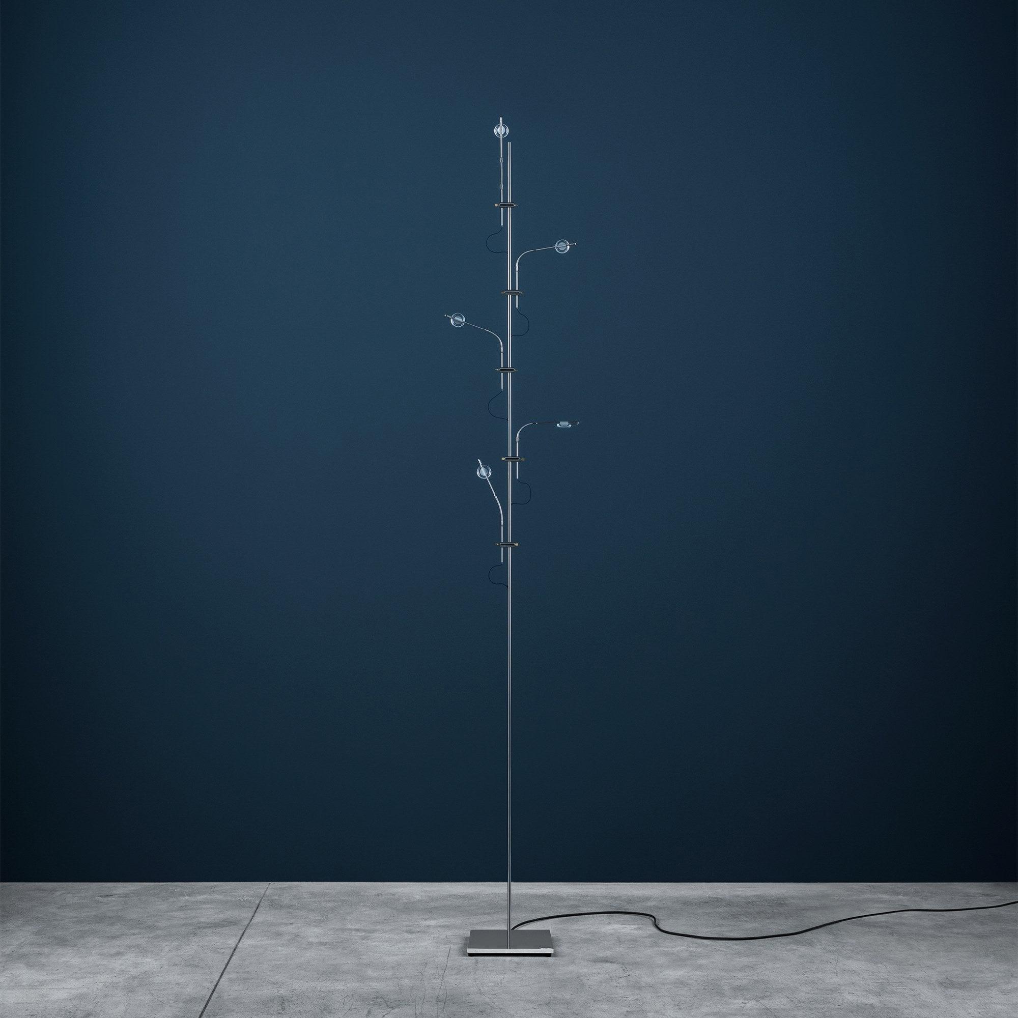 Wa Wa Designer Standing Floor Lamp with Integrated LED and Stainless Steel Accents