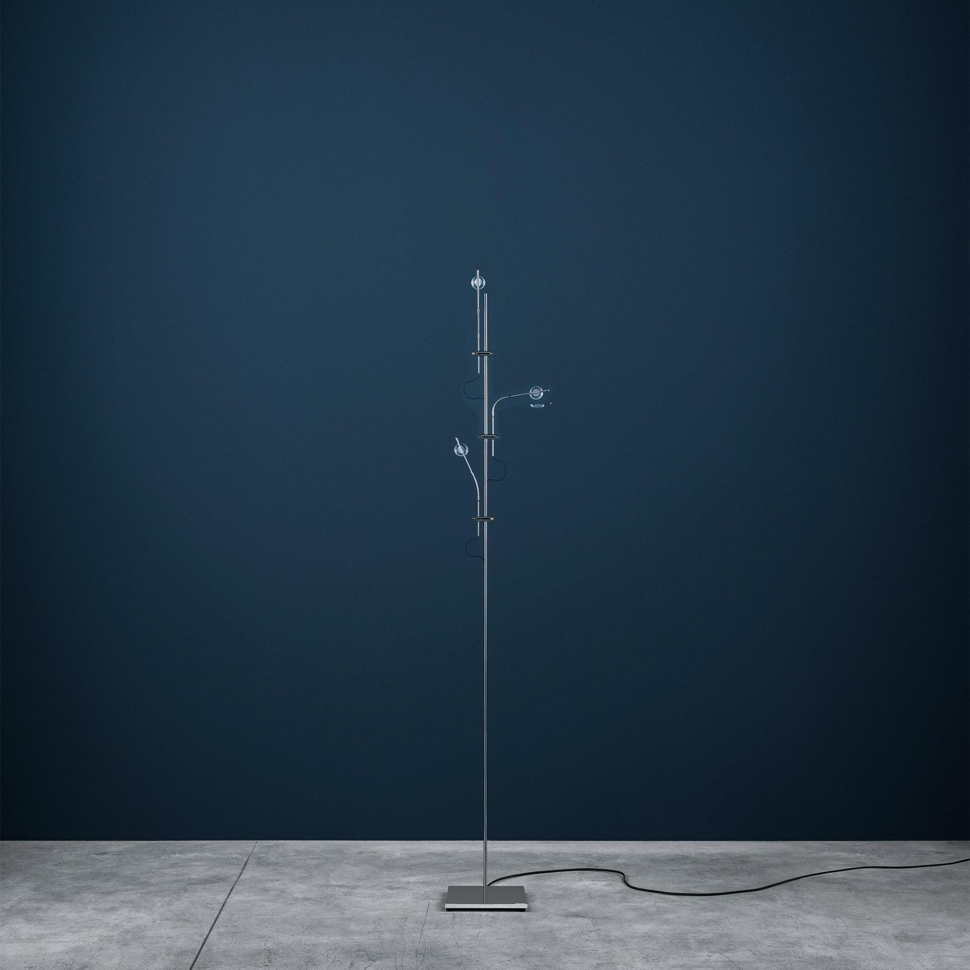 Wa Wa Designer Standing Floor Lamp with Integrated LED and Stainless Steel Accents