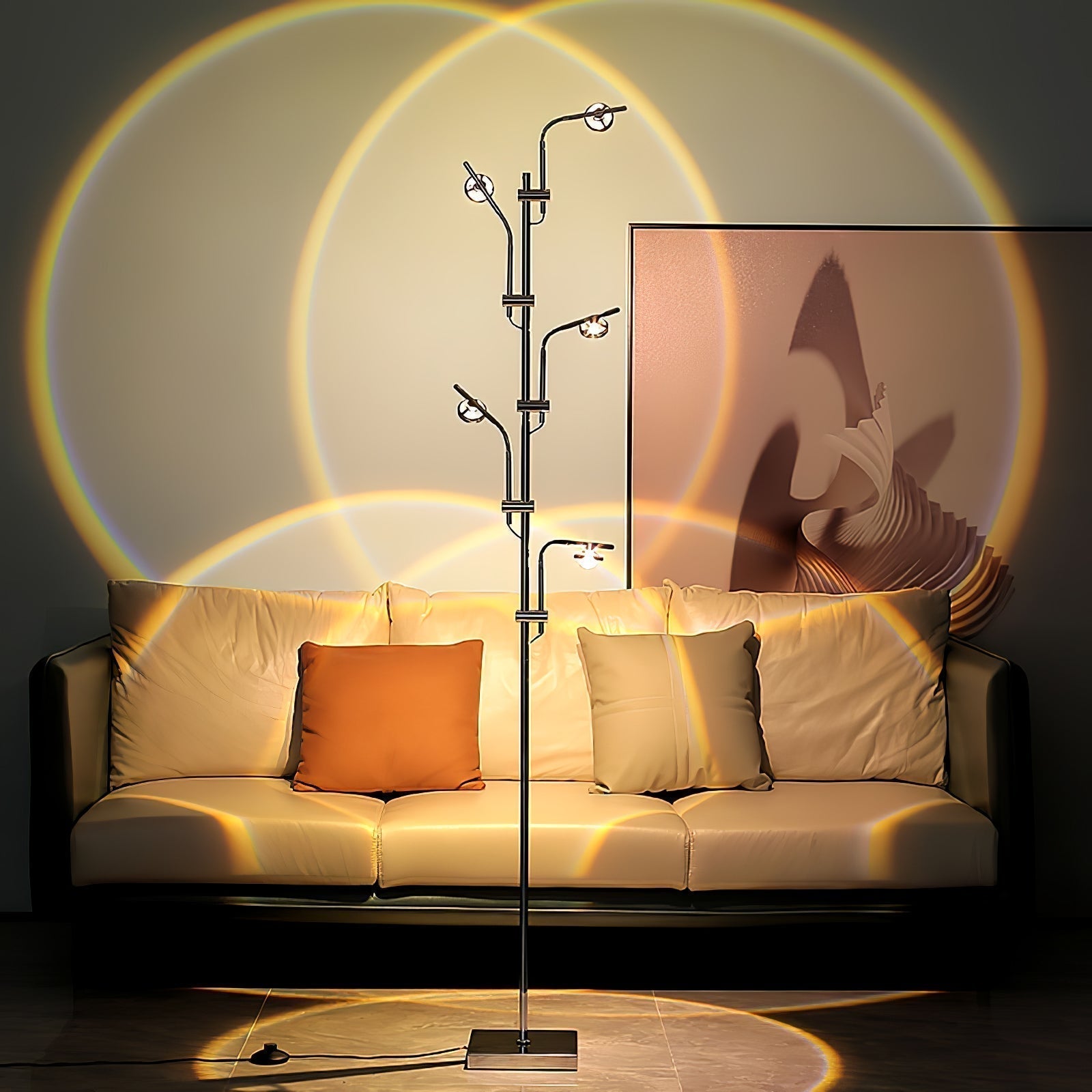 Wa Wa Designer Standing Floor Lamp with Integrated LED and Stainless Steel Accents