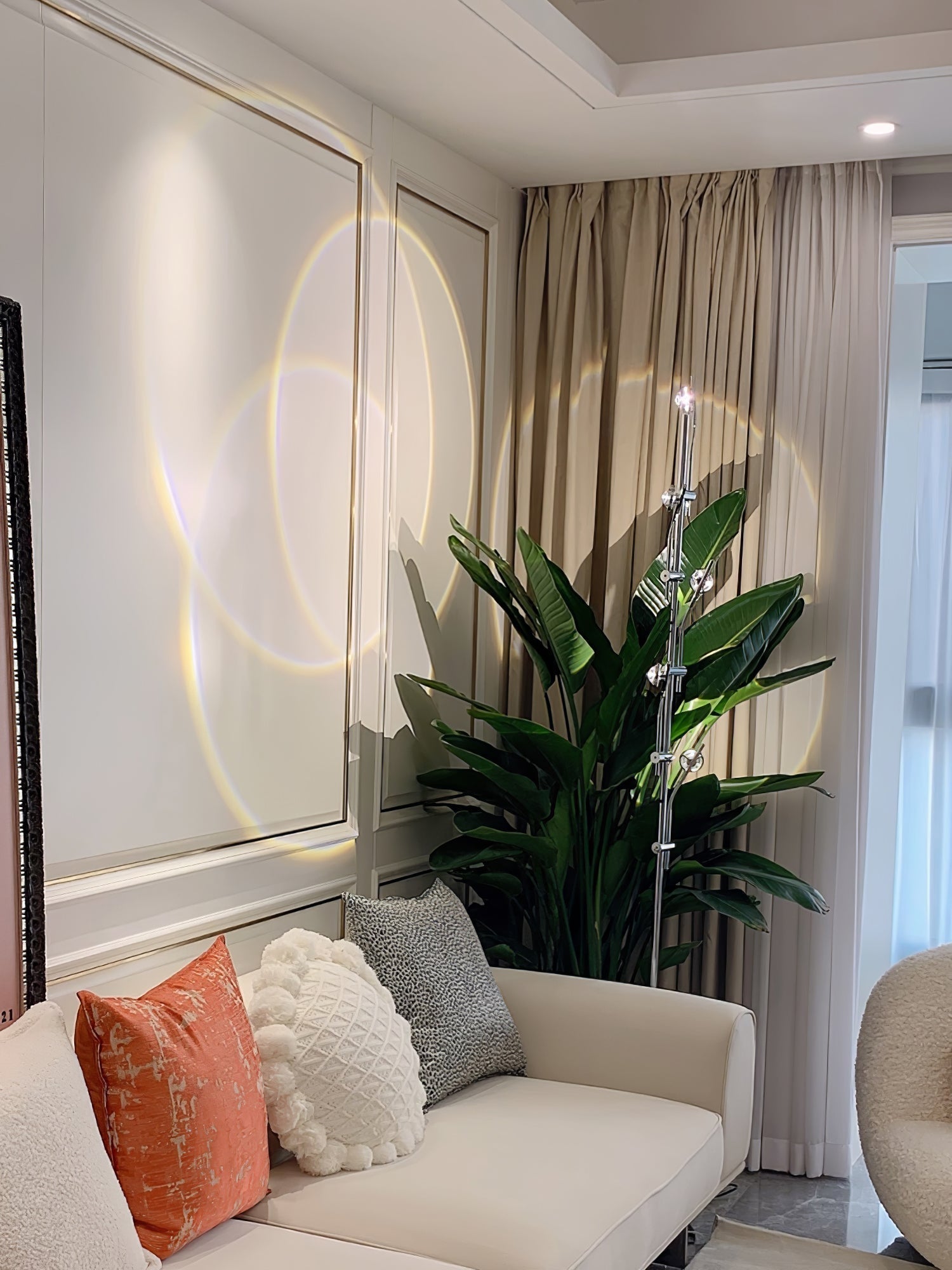 Wa Wa Designer Standing Floor Lamp with Integrated LED and Stainless Steel Accents