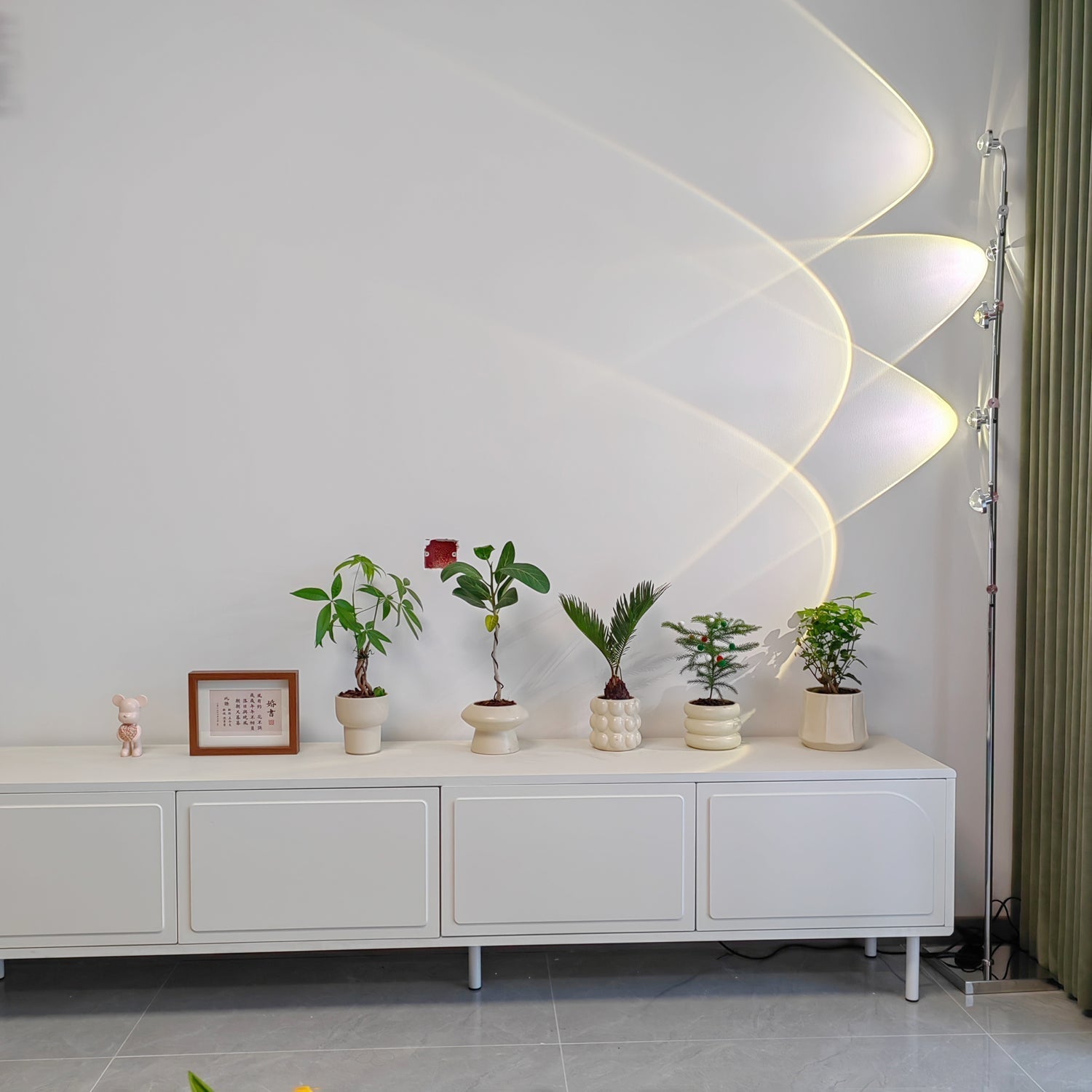 Wa Wa Designer Standing Floor Lamp with Integrated LED and Stainless Steel Accents