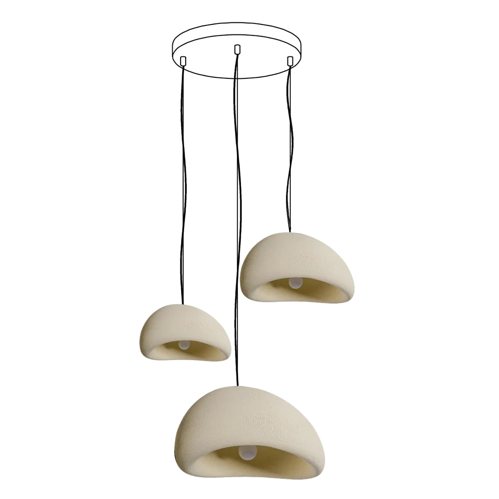 Modern Organic Cloud Chandelier with Rough Texture HDPE Shades and Adjustable Cables