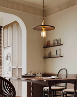 mid-century-modern-walnut-and-brass-flying-saucer-pendant-lamp-for-dining-room-and-bedroom