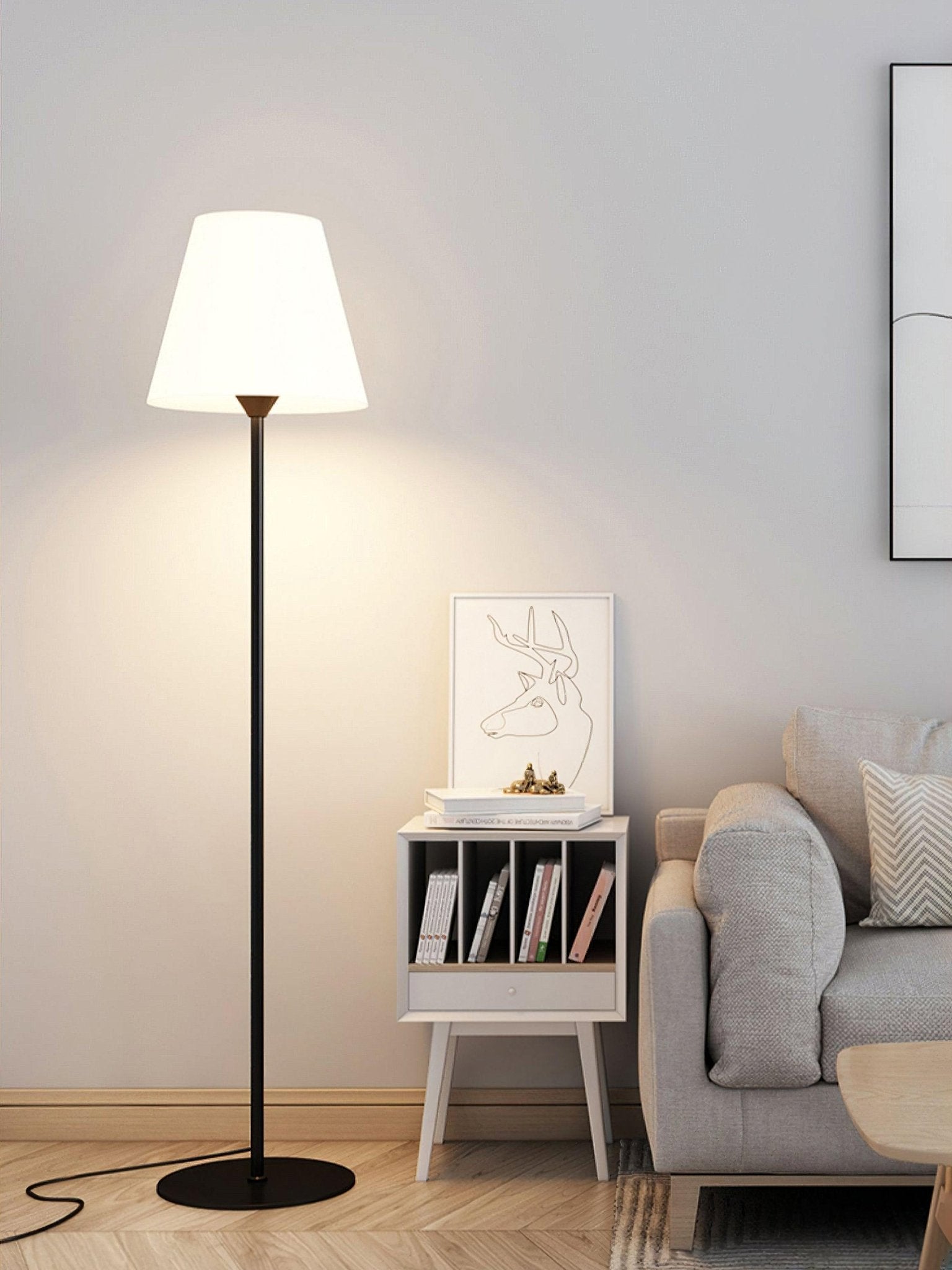 Modern Ward Floor Standing Lamp with Metal and Acrylic Shade for Living Room