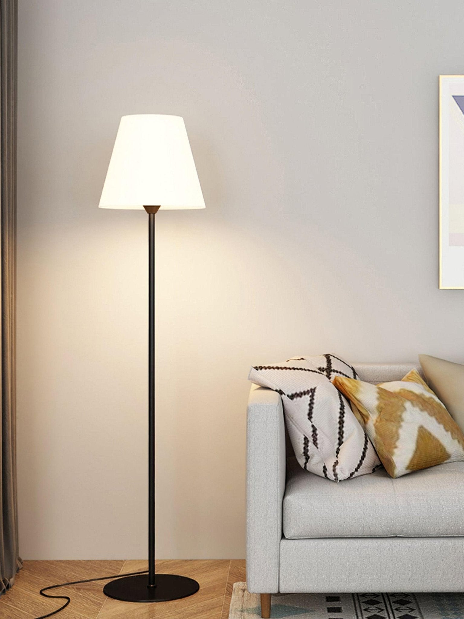 Modern Ward Floor Standing Lamp with Metal and Acrylic Shade for Living Room