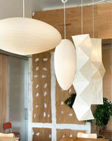 Modern Handcrafted Washi Rice Paper Pendant Light 15A Organic Mulberry Paper Ceiling Hanging Lamp