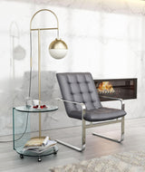 Modern Arc Floor Standing Lamp with Frosted Glass Globe and Brushed Brass Gold Finish