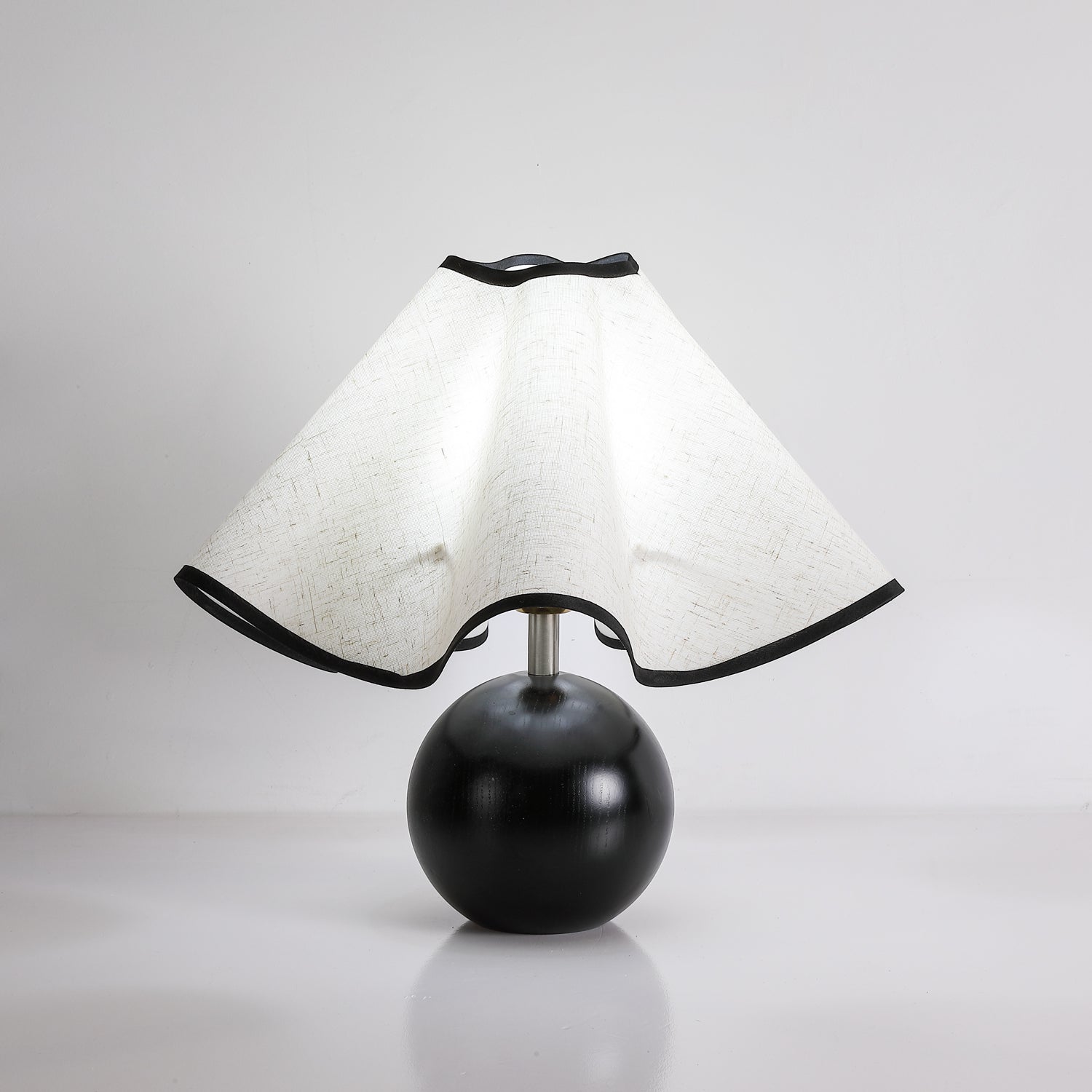 Wavecrest Modern Bedside Table Lamp with Wooden Base and Draped Linen Fabric Shade