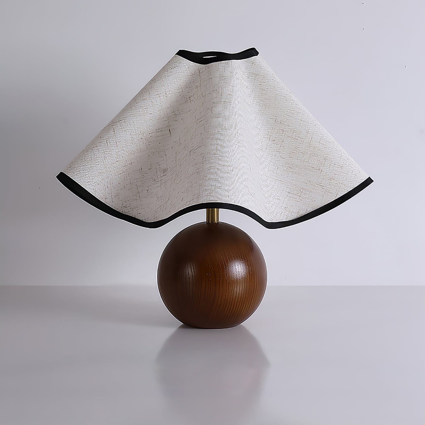 Wavecrest Modern Bedside Table Lamp with Wooden Base and Draped Linen Fabric Shade