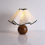 Wavecrest Modern Bedside Table Lamp with Wooden Base and Draped Linen Fabric Shade
