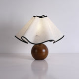 Wavecrest Modern Bedside Table Lamp with Wooden Base and Draped Linen Fabric Shade