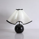 Wavecrest Modern Bedside Table Lamp with Wooden Base and Draped Linen Fabric Shade