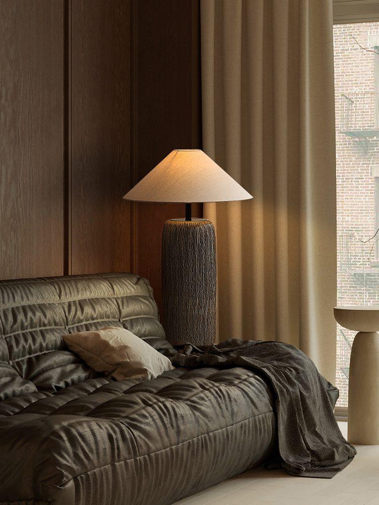 Vintage Weathered Wood Grain Floor Lamp for Reading and Living Room
