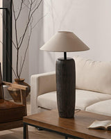 Vintage Weathered Wood Grain Floor Lamp for Reading and Living Room