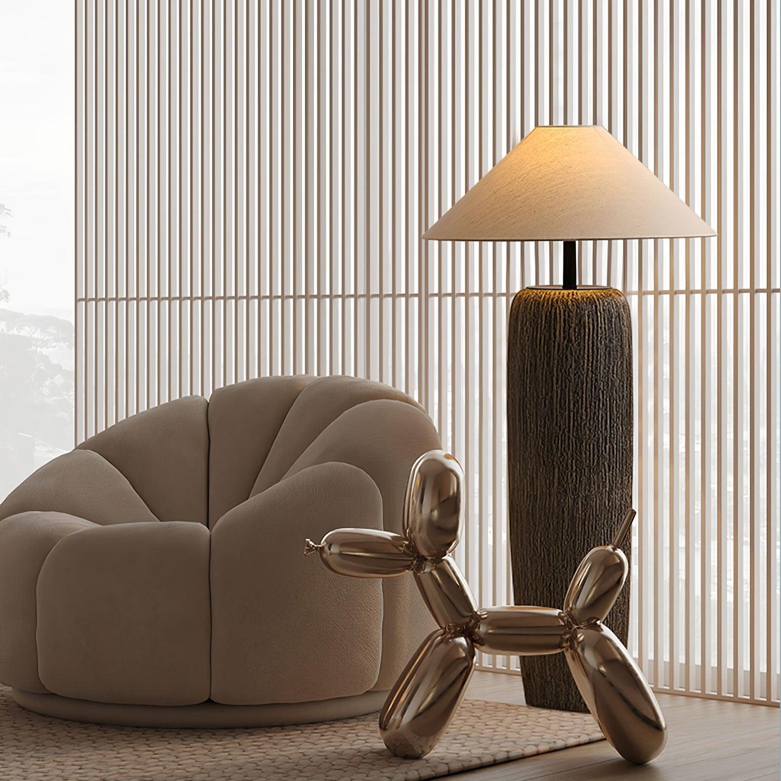 Vintage Weathered Wood Grain Floor Lamp for Reading and Living Room