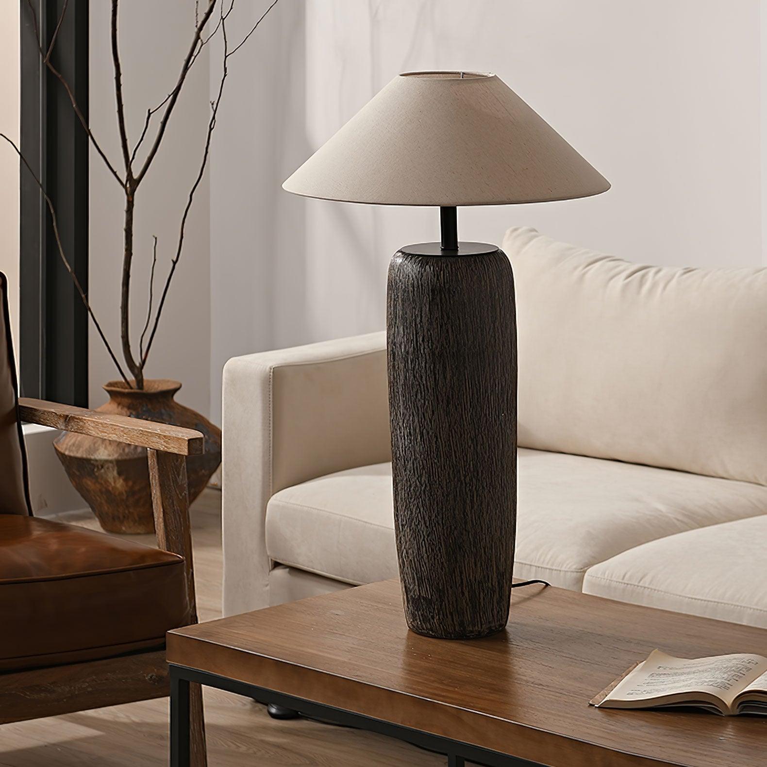 Vintage Weathered Wood Grain Floor Lamp for Reading and Living Room