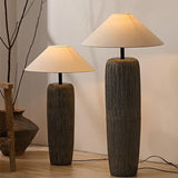 Vintage Weathered Wood Grain Floor Lamp for Reading and Living Room
